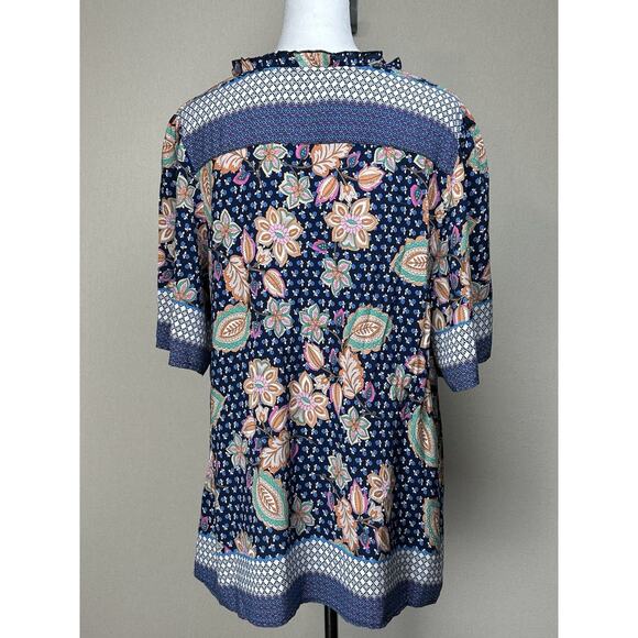 Weekend Suzanne Betro Blue Floral Peasant Boho Top Size 2X Boho Hippie - Picture 5 of 13